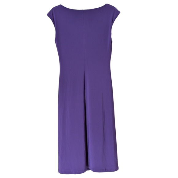 Lauren Ralph Lauren Dress Womens 6 Purple Ruched Cowl Neck Cap Sleeve Sheath - Picture 8 of 9